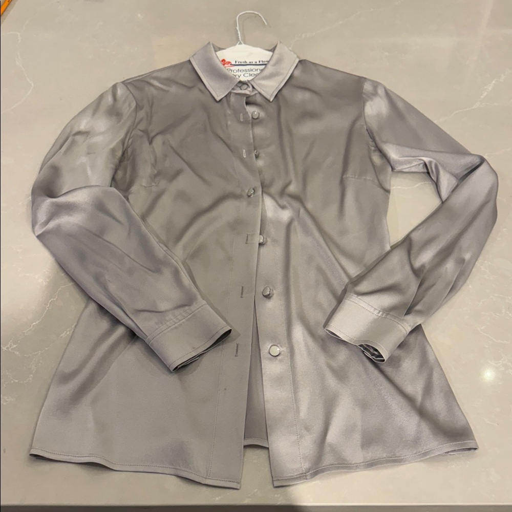 St. John Silver Silk Shirt